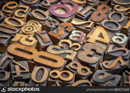 numbers background - vintage letterpress wood type printing blocks