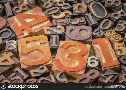 numbers background - vintage letterpress wood type printing blocks (mirror image)