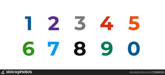 Numbers colourful on white background. Isolated vector illustration. Doodle vector illustration.. Numbers colourful on white background. Isolated vector. Doodle vector illustration.