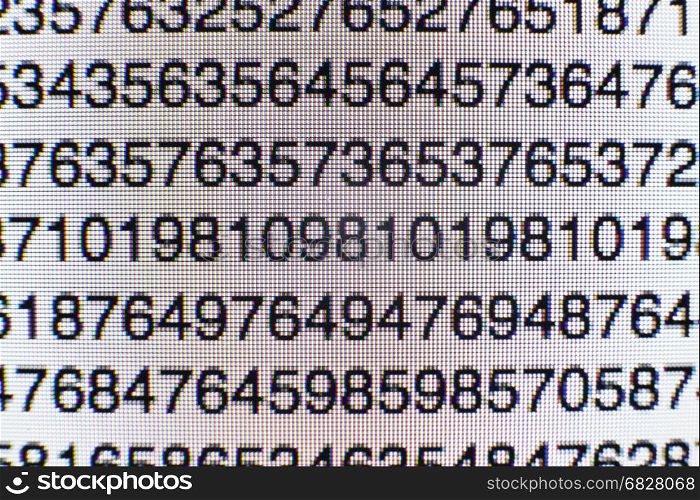 Numbers on a computer screen