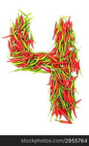 Numbers with green and red peppers - number