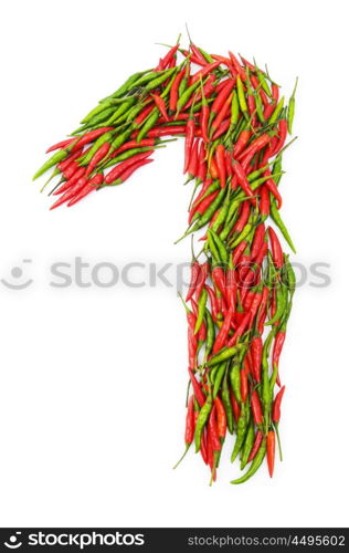 Numbers with green and red peppers - number