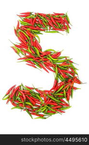 Numbers with green and red peppers - number