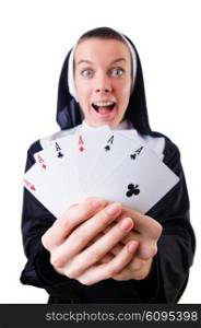 Nun in the gambling concept