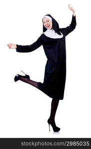 Nun isolated on the white background