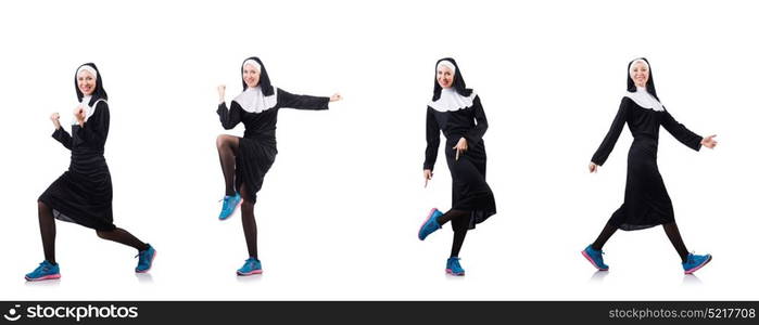 Nun isolated on the white background