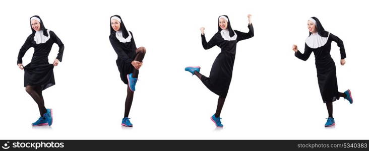 Nun isolated on the white background