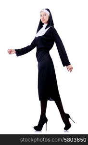 Nun isolated on the white background