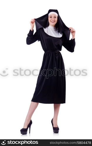 Nun isolated on the white background