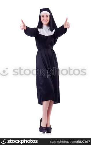 Nun isolated on the white background