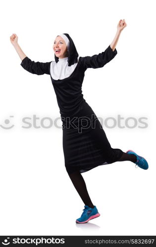 Nun isolated on the white background