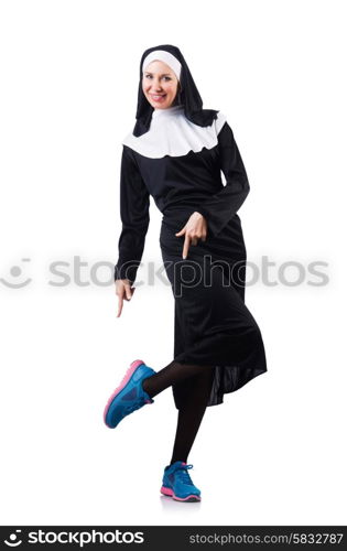 Nun isolated on the white background