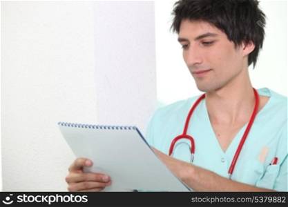 Nurse checking calendar