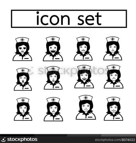 nurse emotion icon set illustration design