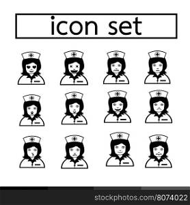nurse emotion icon set illustration design