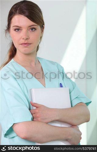 Nurse holding laptop