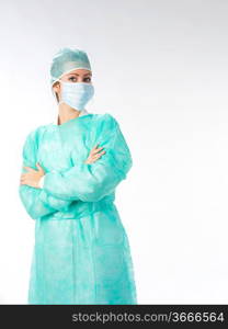 nurse in green operation dress