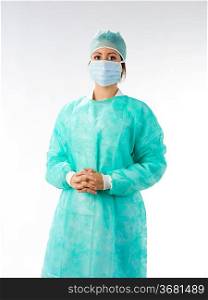 nurse in green operation dress