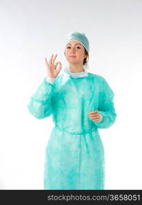 nurse in operation dress taking poses
