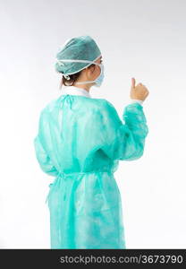 nurse in operation dress taking poses