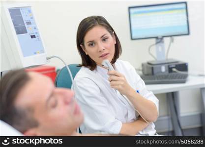Nurse looking pitifully at patient