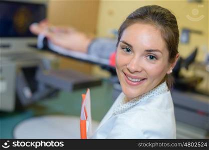 nurse posing for camera