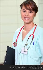 Nurse with clip-board