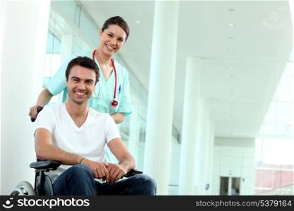 Nurse with disabled person