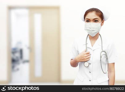 nurse with stethoscope in hospital background