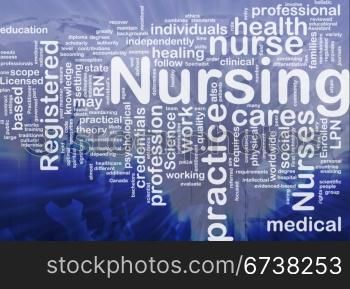 Nursing background concept. Background concept wordcloud illustration of nursing international
