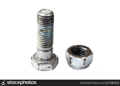 Nut and bolt isolated on white background