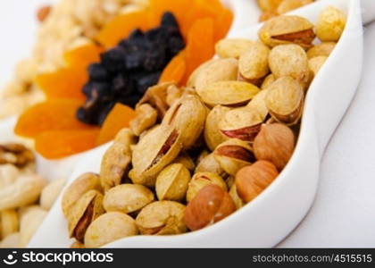 Nut selection served in the plate