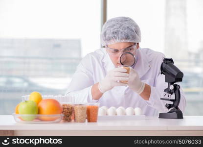 Nutrition expert testing food products in lab