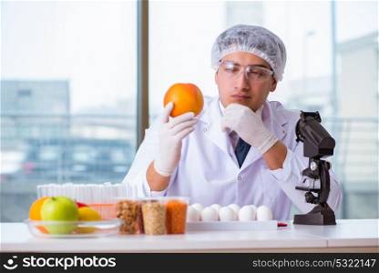 Nutrition expert testing food products in lab