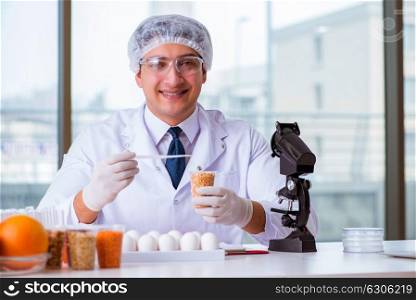 Nutrition expert testing food products in lab