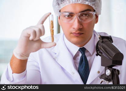 Nutrition expert testing food products in lab