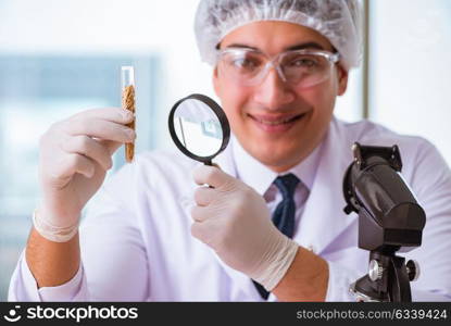 Nutrition expert testing food products in lab