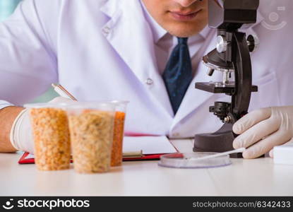 Nutrition expert testing food products in lab