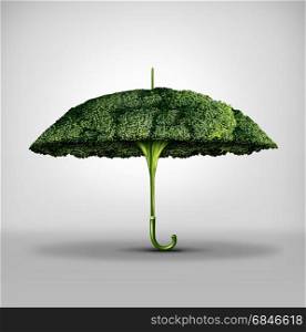 Nutrition protection benefits and food power to fight disease and increase the immune system by eating natural ingredients as a broccoli shaped as an umbrella with 3D illustration elements.
