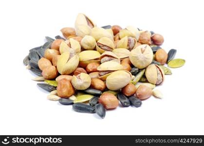 nuts and seeds isolated on white background