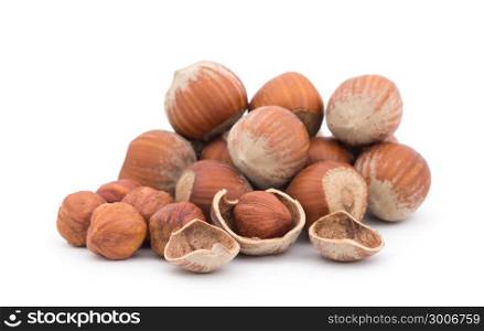 nuts hazelnuts isolated on white background