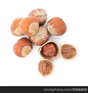 nuts hazelnuts isolated on white background