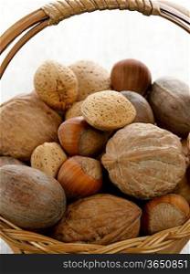 Nuts Mix In A Basket,Close Up