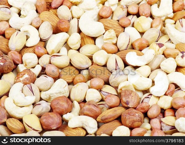 Nuts mixed for backgrounds or textures