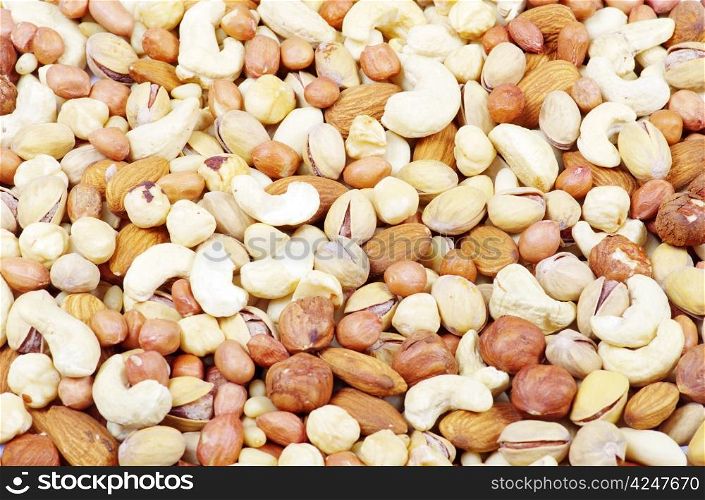 Nuts mixed for backgrounds or textures