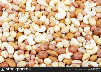 Nuts mixed for backgrounds or textures