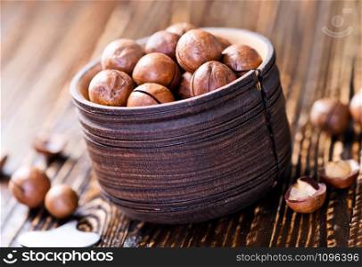 nuts on the wooden tabler, fresh nuts