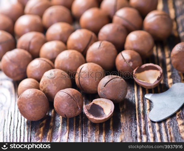 nuts on the wooden tabler, fresh nuts