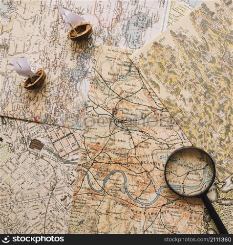 nutshell boats magnifying glass maps