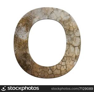 o letter cracked cement texture isolate